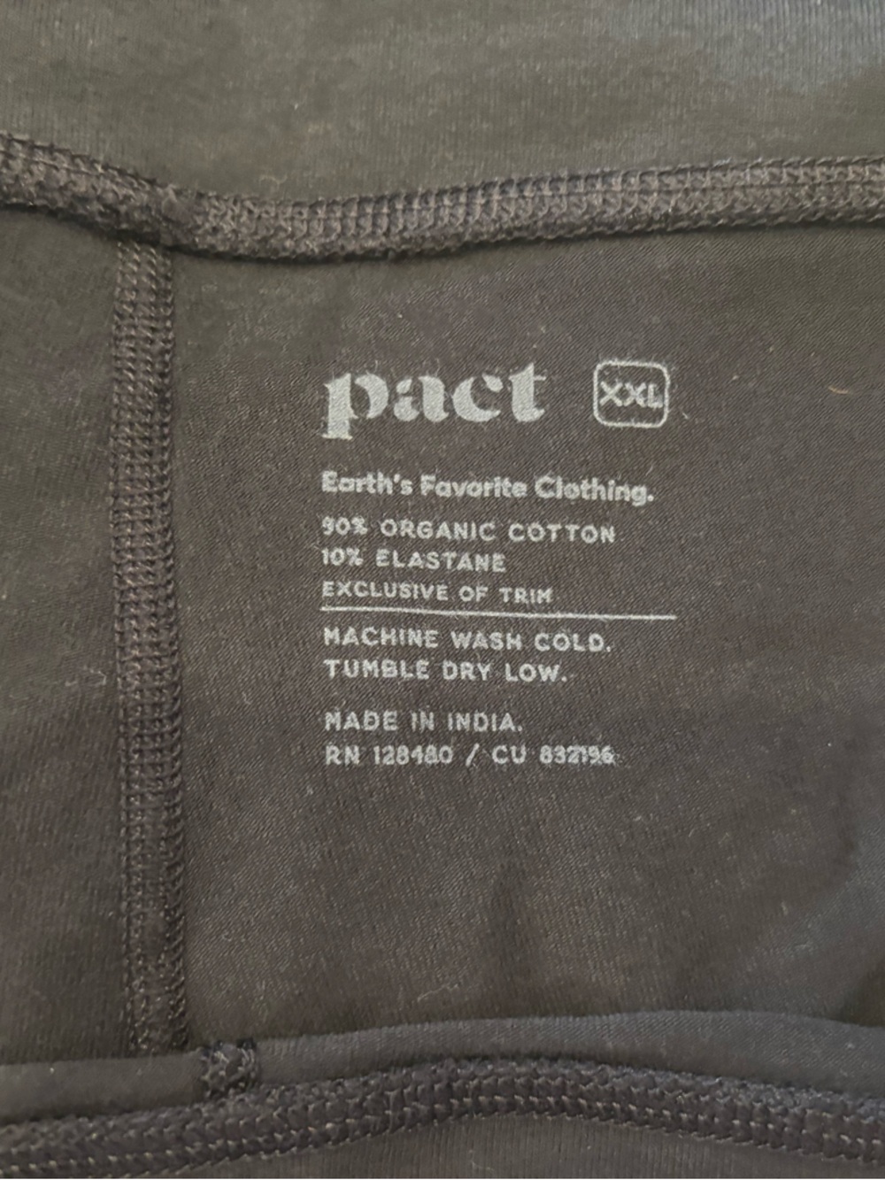 NWOT Pact On the Go-To Legging Organic Cotton Sustainable stretch basic XXL - Picture 3 of 3